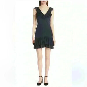 CINQ A SEPT  100% SILK ELOIZIA DRESS NAVY BLUE SIZE 8